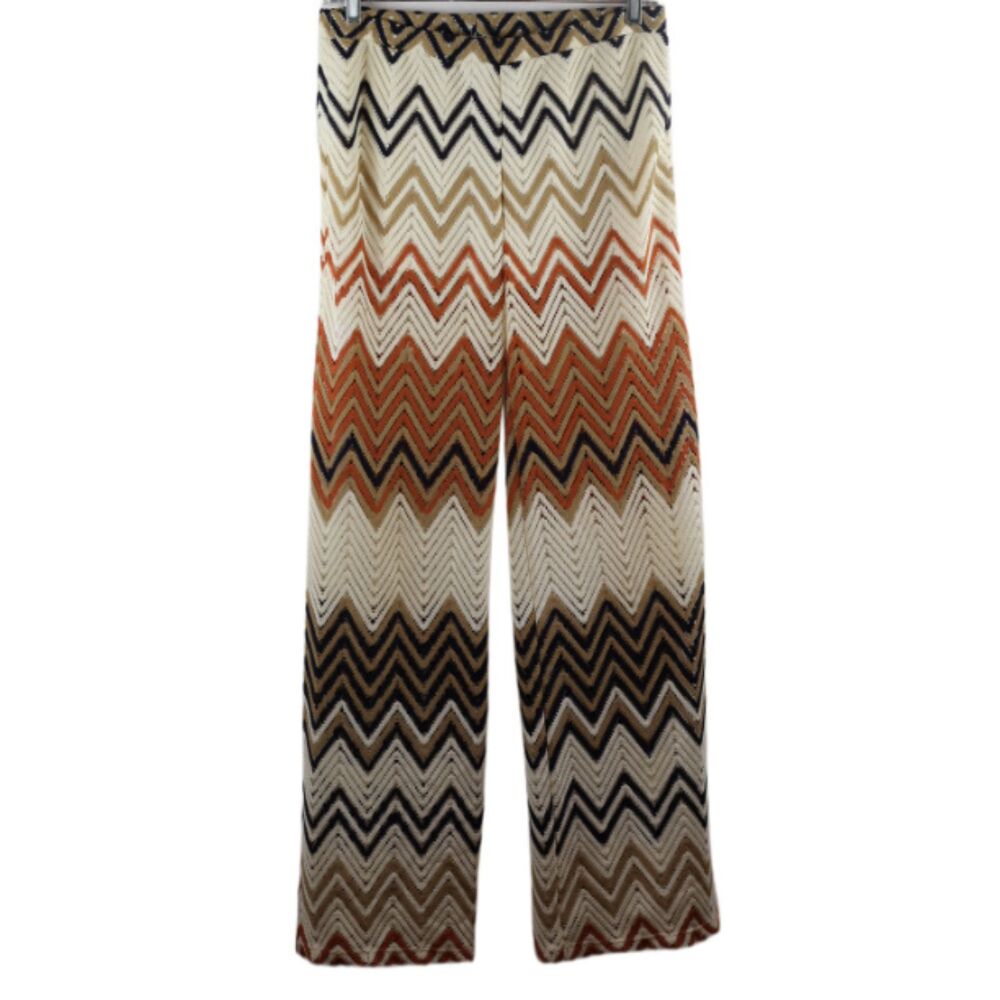 Young at Heart Women's Dress Pants Lined Wide Leg Chevron Pattern Large 017